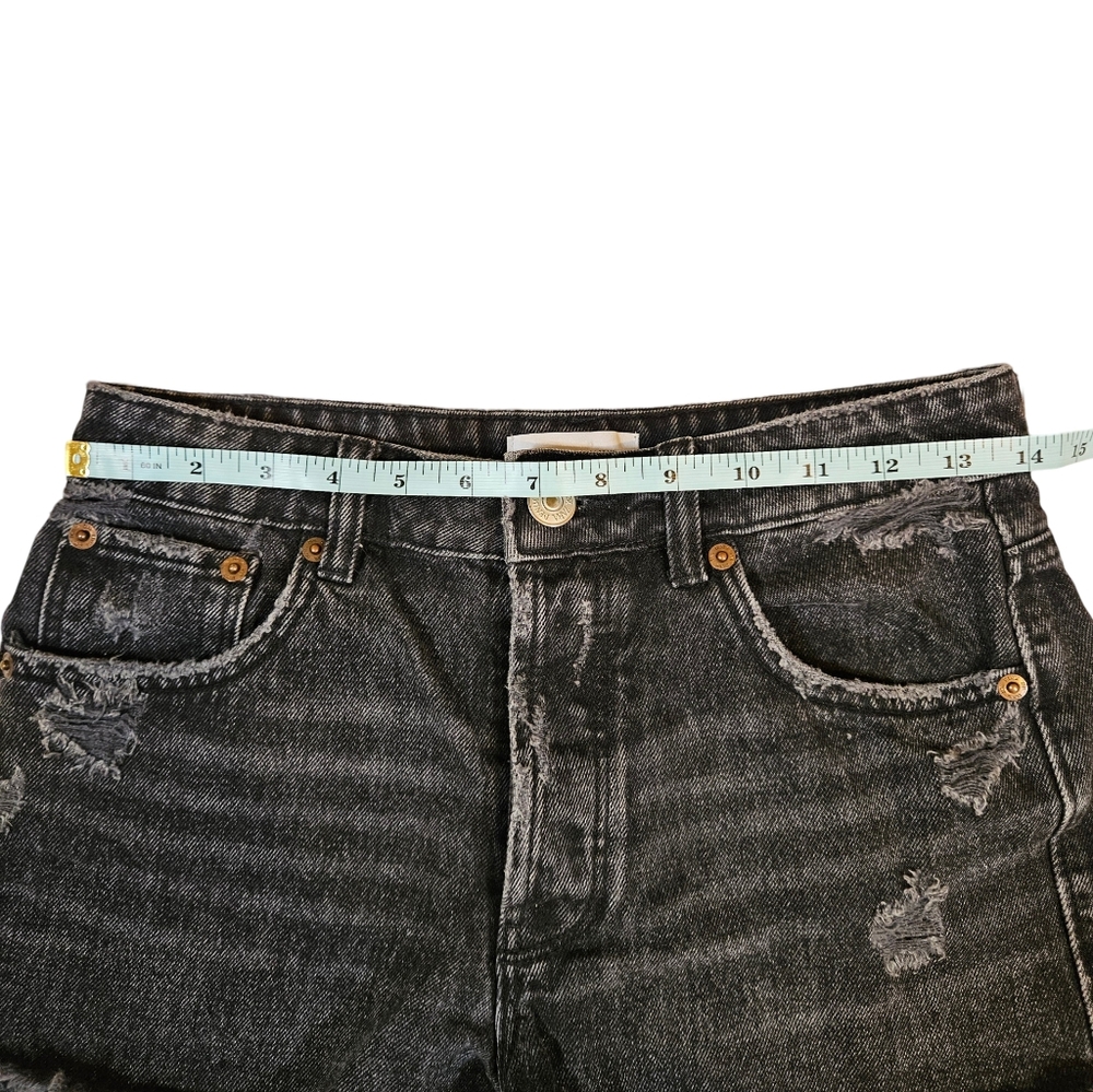Zara Distressed Jean Cut Off Shorts, Black, US Size 2 - Picture 9 of 11